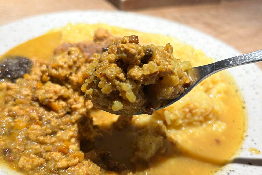 おだしチキンカレーのスプーン上げ