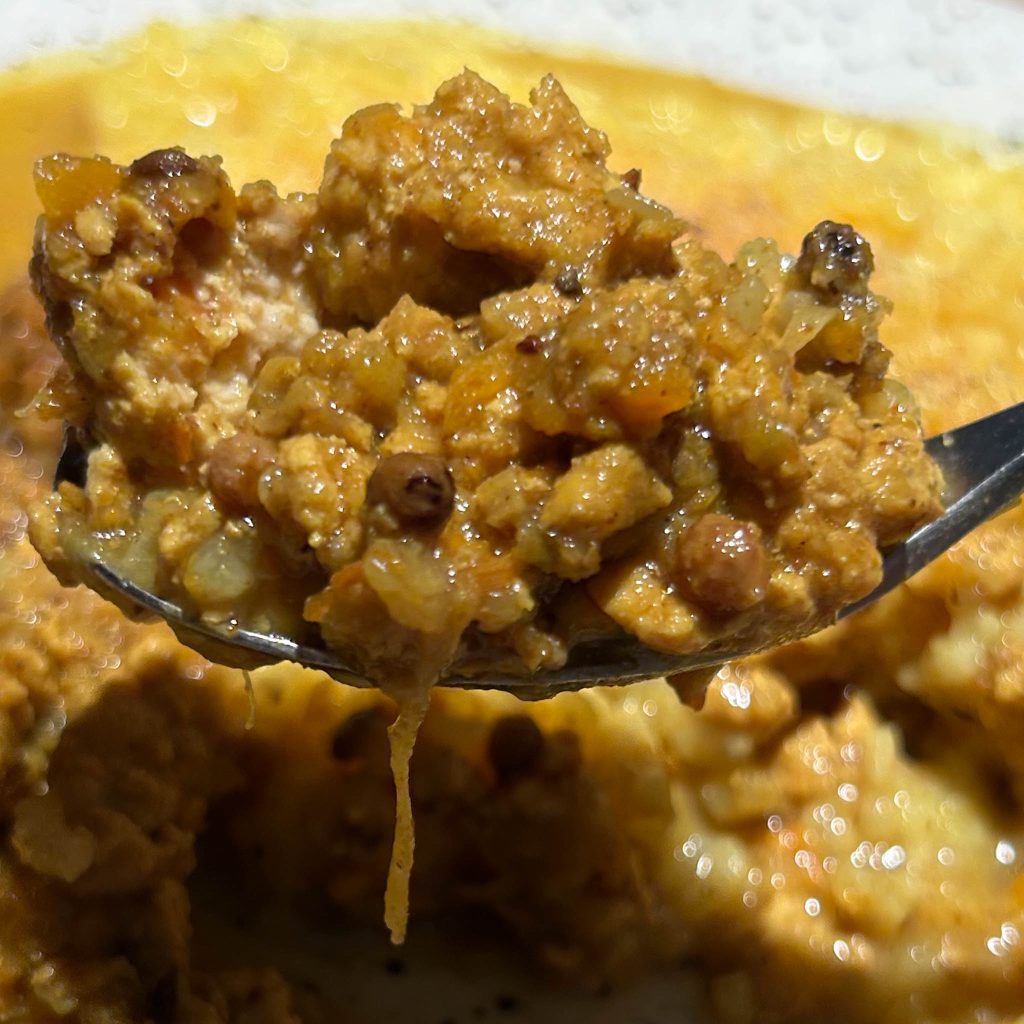 混ぜたカレーの箸上げ拡大