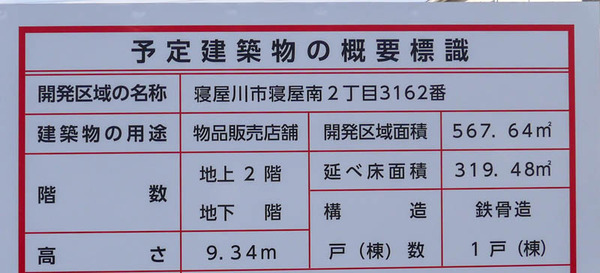 寝屋南 物販店舗 2021年1月-1