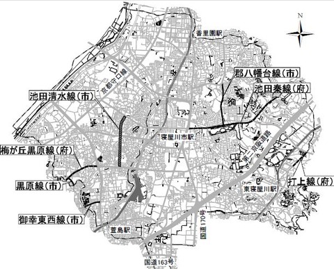 都市計画道路の変更区間図
